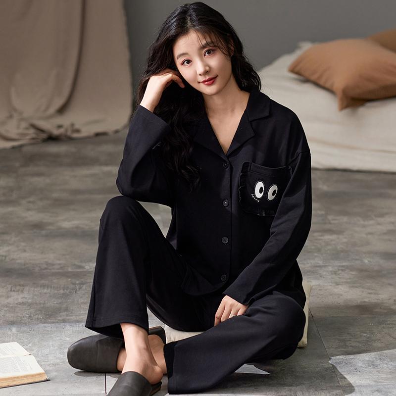 Purple Tulip Pajamas Set Women Sleepwear Cotton Long Sleeves Long Pants Autumn Winter Girl Pyjamas Soft Pijamas Cozy Button Cute