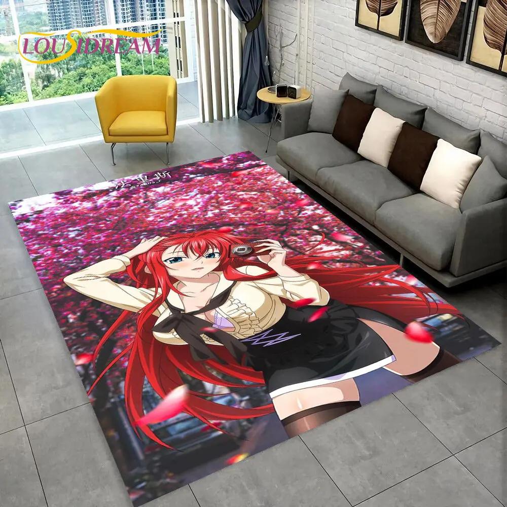 Alfombra Sexy Anime High School D×D, Alfombra para el Hogar Sala de Estar Dormitorio Sofá Felpudo Decoración, Alfombra de Juego Antideslizante 3D para Niños