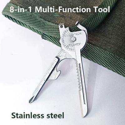 Creative Outdoor Multi-Function Survival Tool Home Multi-Function Keychain Screwdriver, Bottle Opener, Rope Cutter, Ruler, and More