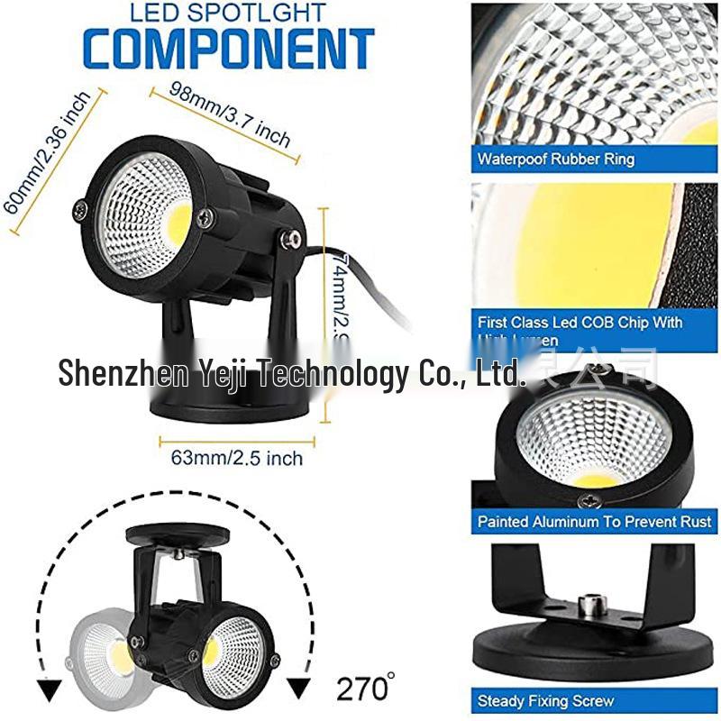 7W Waterproof LED Outdoor Landscape Spotlight for Trees and Lawns