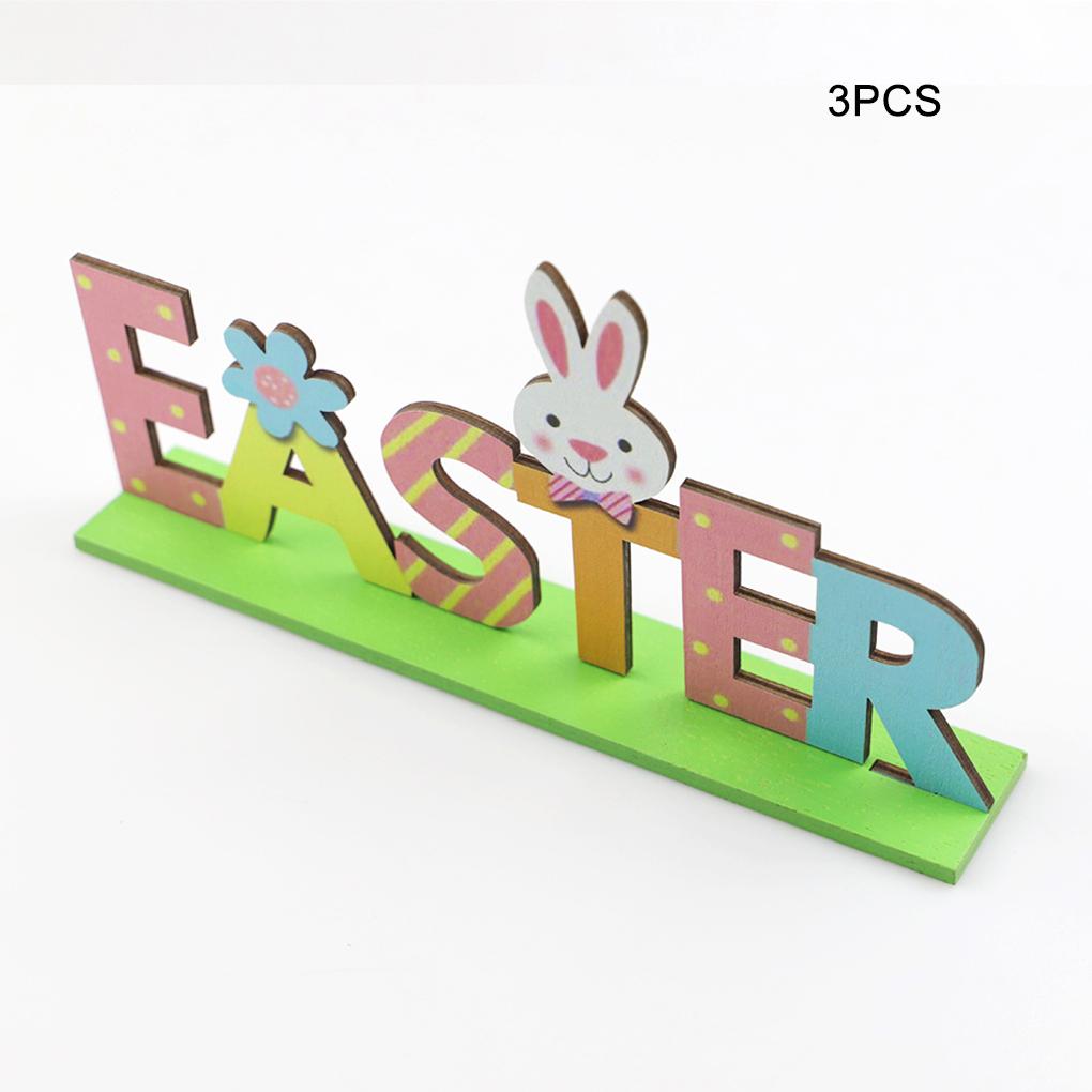 2 Sets Wood Ornaments Easter Decorations Cute Rabbit Handy Installation Letters Birthday Gifts Accessories DIY Kits for Adults