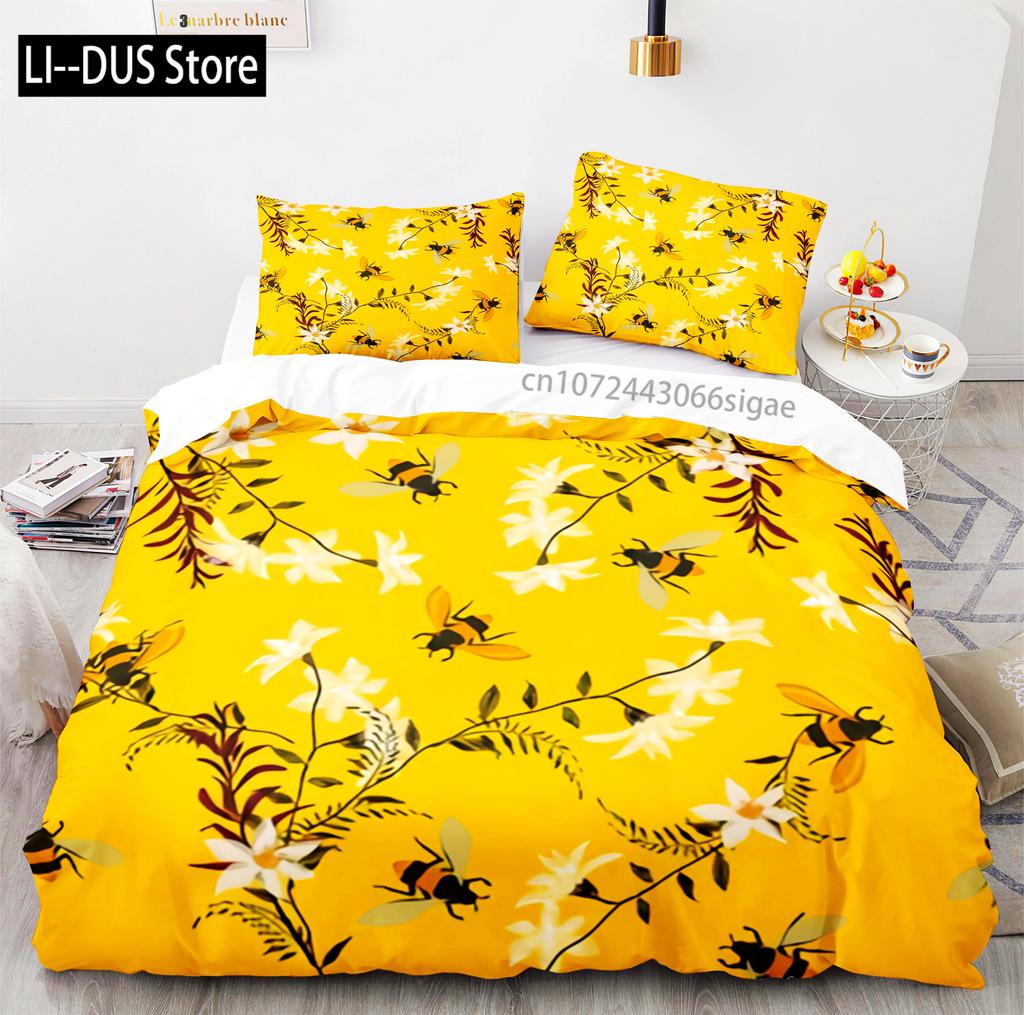 Hardworking Bee Bedding Set Single Twin Full Queen King Size Bee Bed Set Aldult Kid Bedroom Duvetcover Sets with Pillowcase