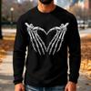 Men's Knit Long Sleeve Neck T-Shirt with Halloween Print Casual Top