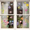 Double Sided Flowers Butterfly Wall Stickers Self-adhesive Wallpaper Decorative Wall Decal  Window