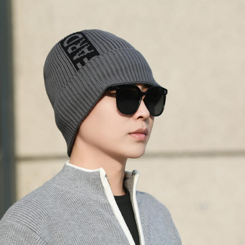 Hat Men's Warm Coldproof Wool Knitted Hat Autumn Winter Outdoor Riding Hat