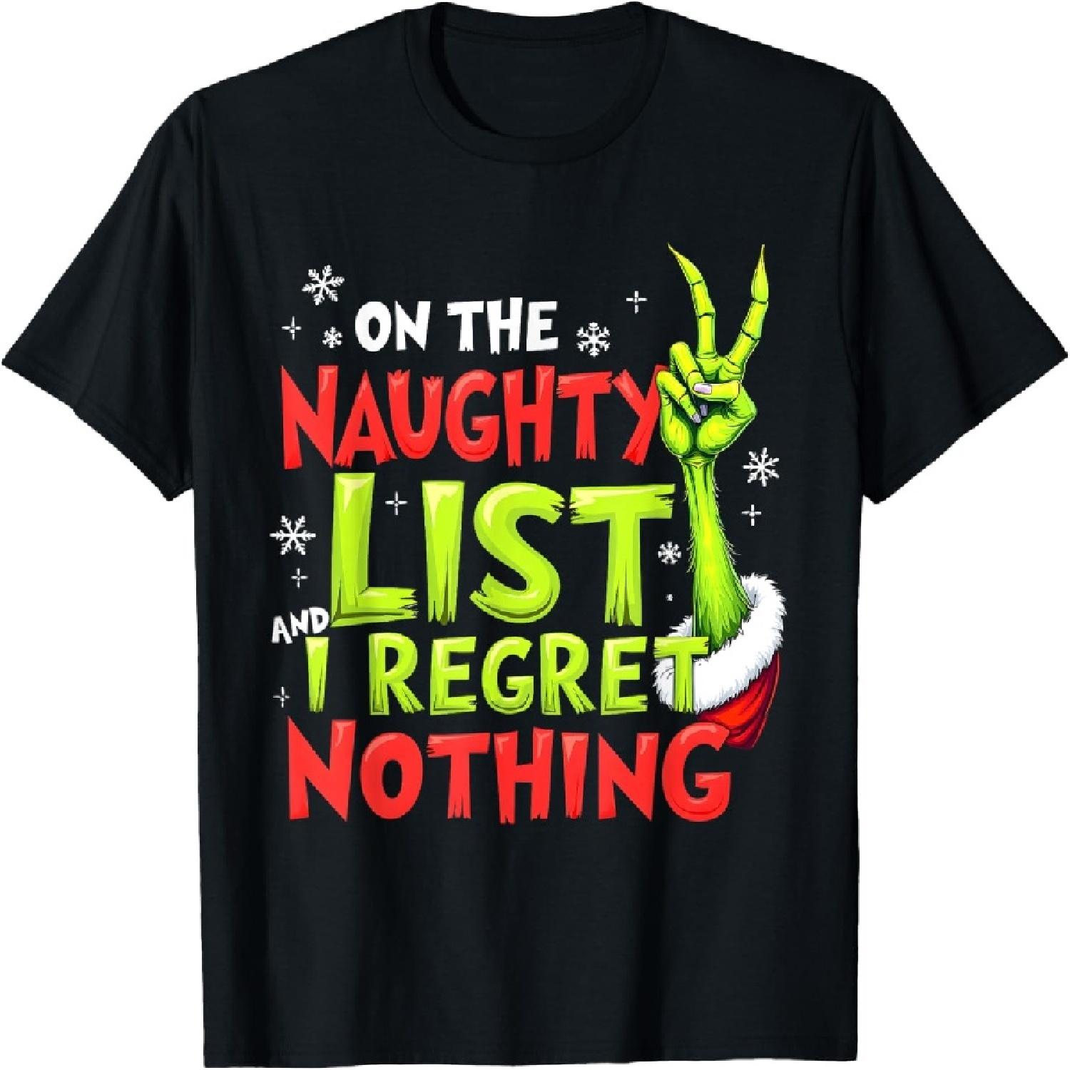 В списке непослушных и ни о чем не жалею Смешная рождественская футболка XXXXXL разноцветный
