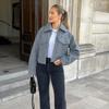 Tweed Cropped Jackets for Women Zip Bomber Jacket Long Sleeve Jackets Streetwear Coats and Jackets