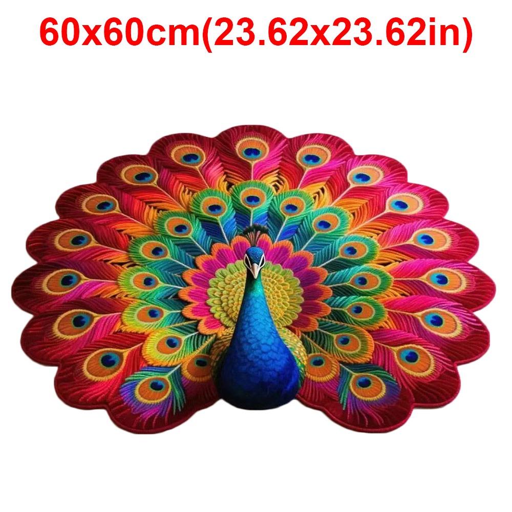 Non-slip Peacock Mat Special-shaped Bathroom Floor Mat for Living Room Tea Table Bedside