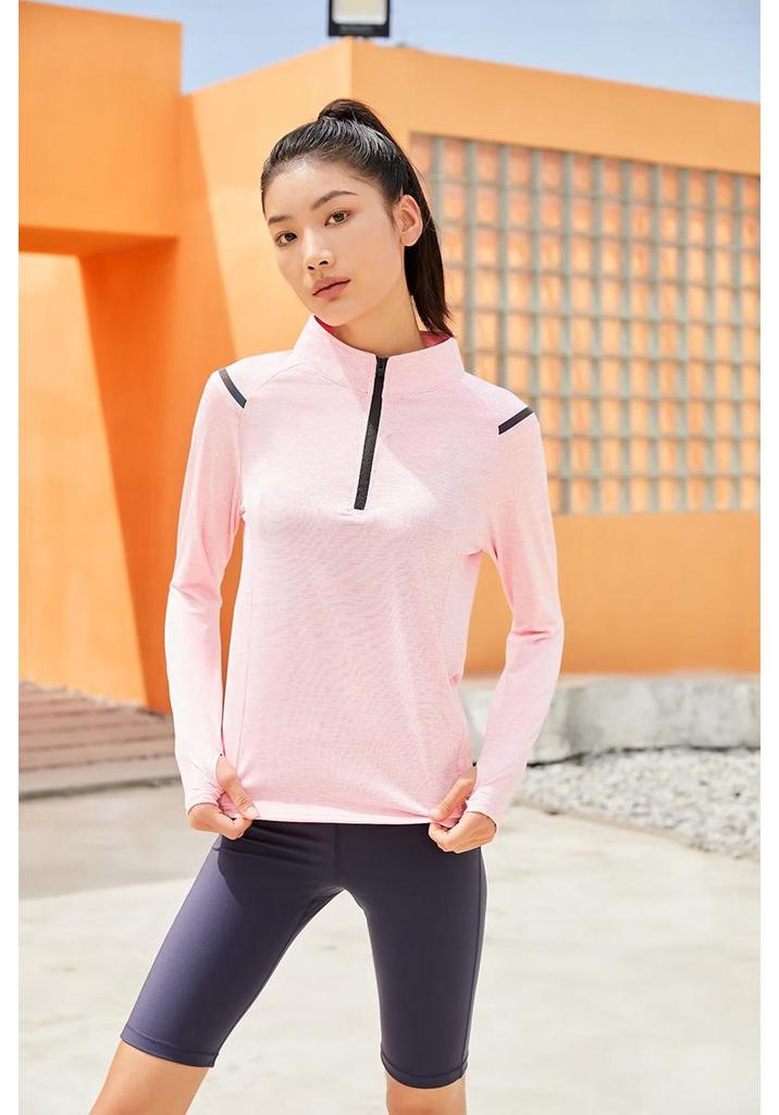 Men's Quick-Dry Long-Sleeve Half-Zip Sports T-Shirt for Running and Fitness