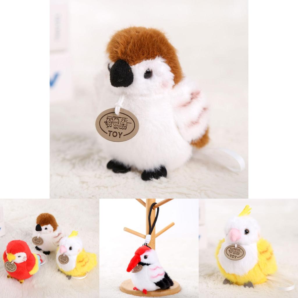 Red Crowned Crane Plush Parrot Keychain With Pp Cotton Filling For Girls And Collectors