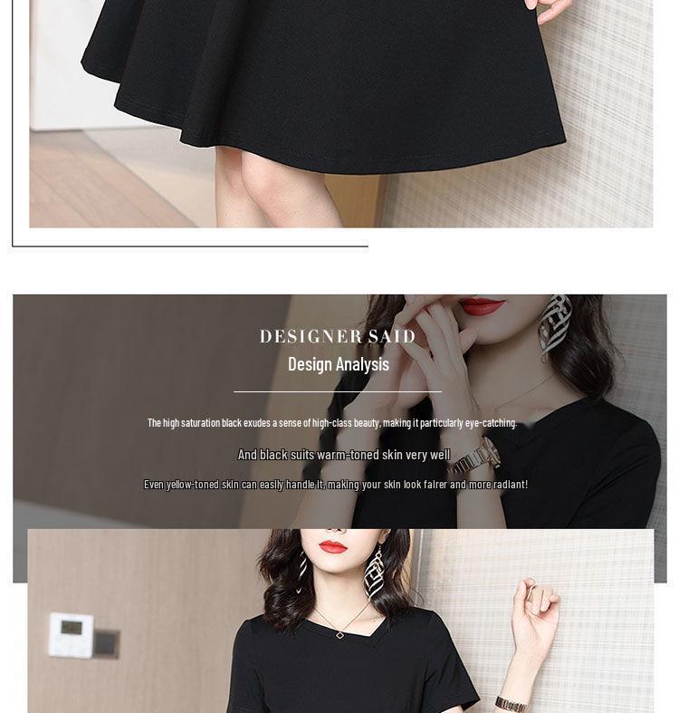 2025 Summer Women's Hepburn Style Retro Black Dress - Elegant, Slimming, High-End Design