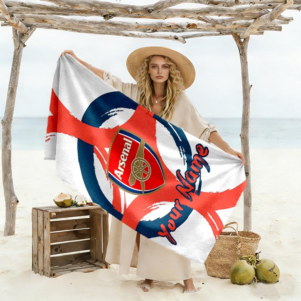 Arsenal F.c. Customize Your Name Beach Towel Super Soft & Absorbent Perfect for Traveling Yoga Camping and Swimming