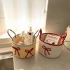 Cute Crochet Storage Basket with Lid - Woven Cotton Home Organizer Bin, Decorative Desktop Dustproof Box for Trinkets & Crafts