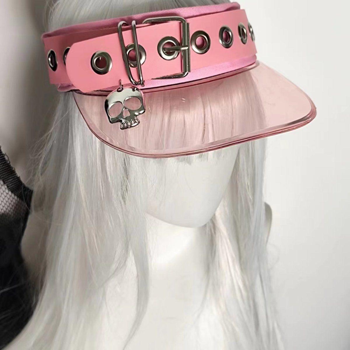 

Бейсболка Hot Girl Skull y2k Punk Niche без корней шляпа от солнца, уникальная кожаная пряжка кепка с открытым верхом из желе розовый