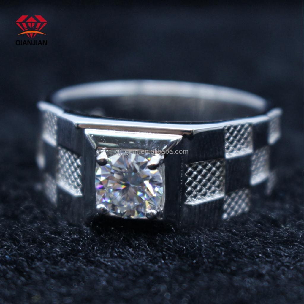 Gropshipping Elegant VVS Moissanite Round Diamond Custom 1ct Ring Sets Fashion Jewelry 925 Silver for Men