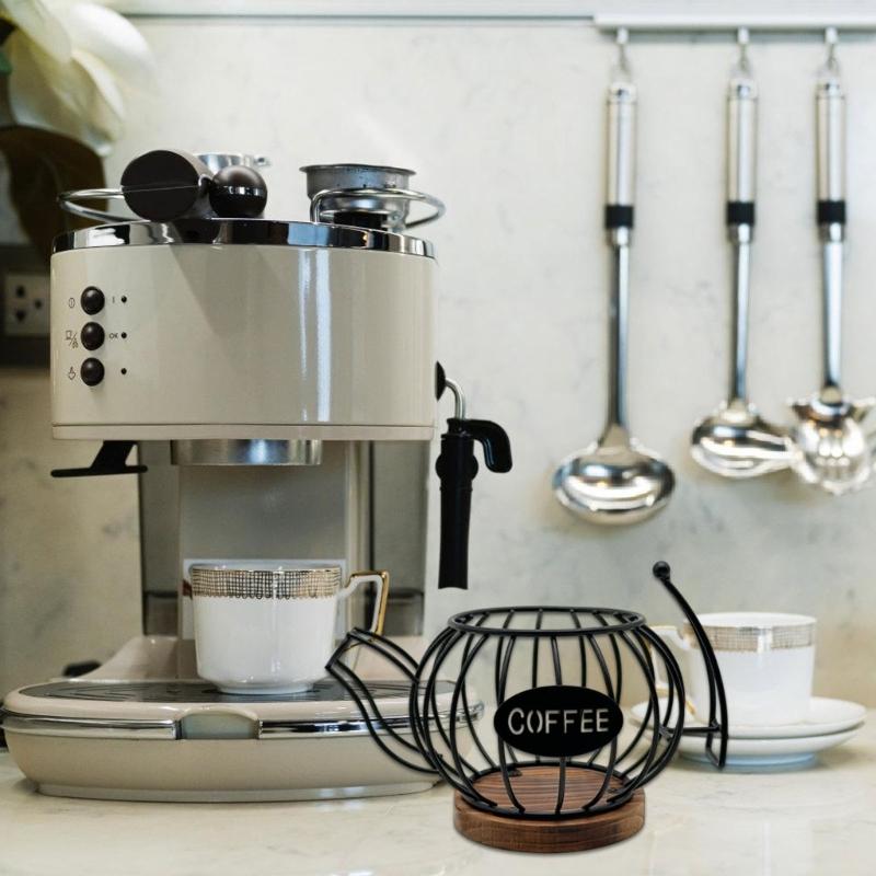 Decorative Coffee Pod Storage Basket With Large Capacity Iron Structure For Capsules Snacks Fruits Home Use