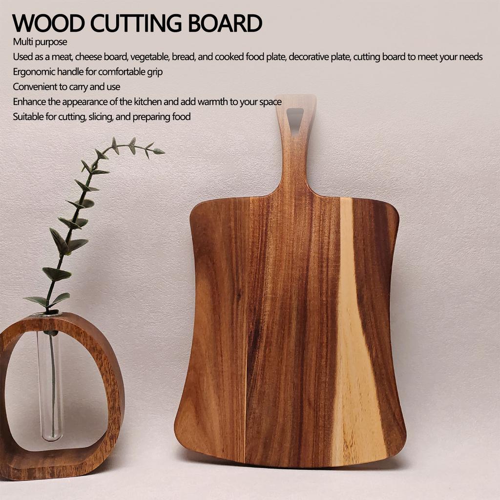 Wood Cutting Board with Handle Charcuterie Board Cheese Bread Vegetables Fruits Serving Board for Kitchen 46x26x1.5cm