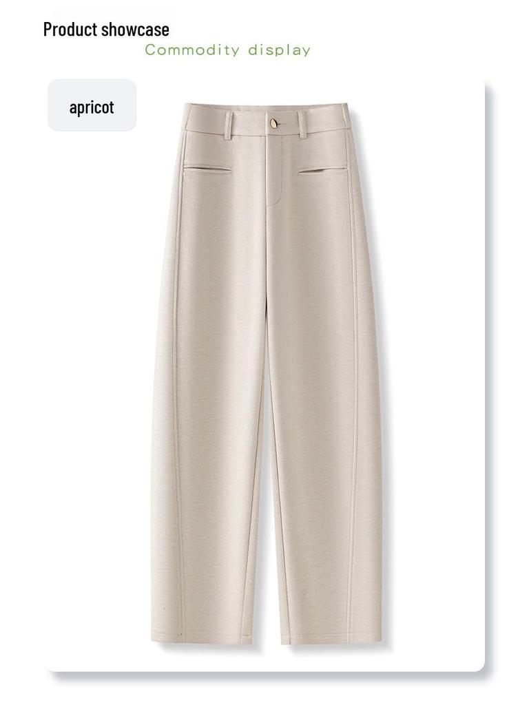 Apricot Wool Blend High-Waist Harem Pants for Women - 2024 Autumn/Winter Collection
