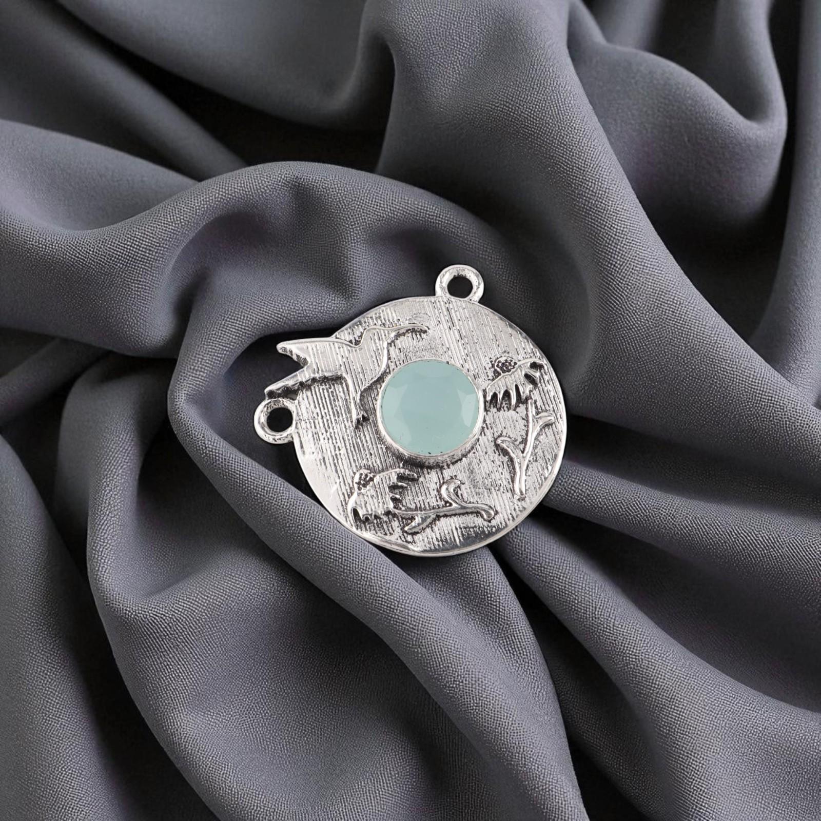

Aqua Chalcedony Gemstone 925 Sterling Silver Jewelry Handcrafted Pendant 0.92 CP-34-20