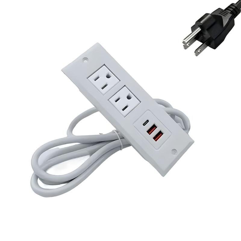 Conference Table Embedded Socket 2 Port 110V Outlets and 2 USB 1 Type C Port for Safe Power Distribution