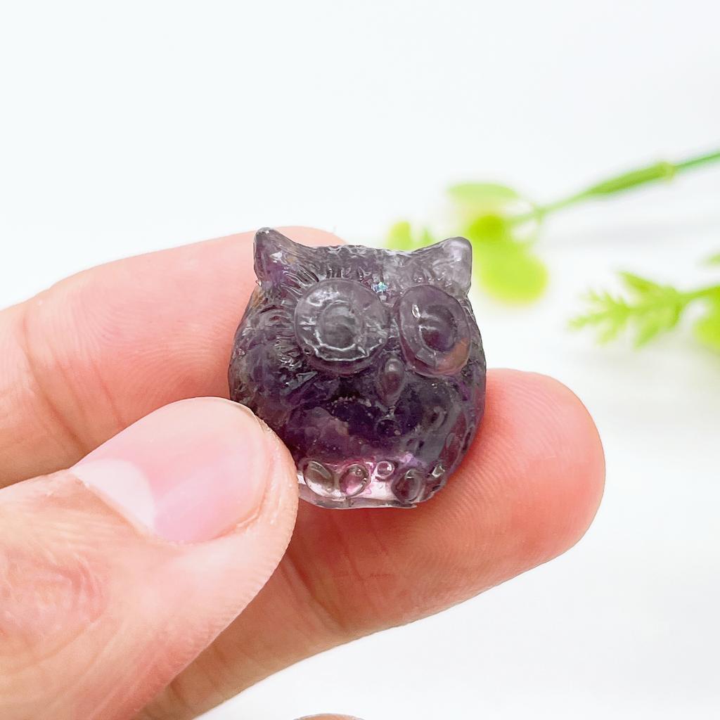 18MM Mini Owl Decoration Epoxy Resin Natural Crushed Crystal Stone Exquisite Desk Ornaments Home Garden Decoration Children Gift