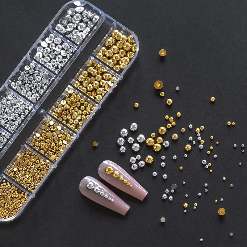 12Grids 3D Exquisite Cross Nail Art Rhinestones Y2K Metal Punk Full Glitter Diamond Cross Nail Charms