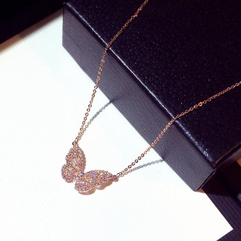 Novo colar de borboleta criativo para mulheres, totalmente deslumbrante, pedra cz, acessórios de moda para meninas, festa, colocação diária, joias