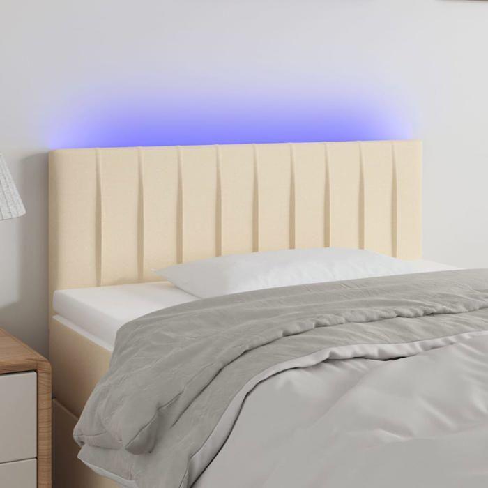 VidaXL Tête de Lit à LED Meuble de Chambre à Coucher Accessoire de Lit Simple Tête de Cadre de Lit Intérieur Crème 3121837