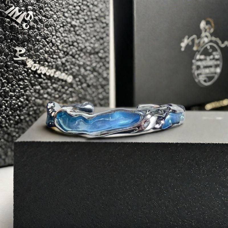 Blue Oil Drop Butterfly Open Ring Irregular Fold Light Luxury High Sense Niche Personality Ring