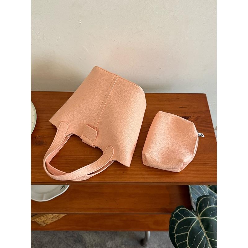 

Bag women s pu soft leather handbag summer new trendy leisure bucket bag versatile shoulder messenger bag рожевий