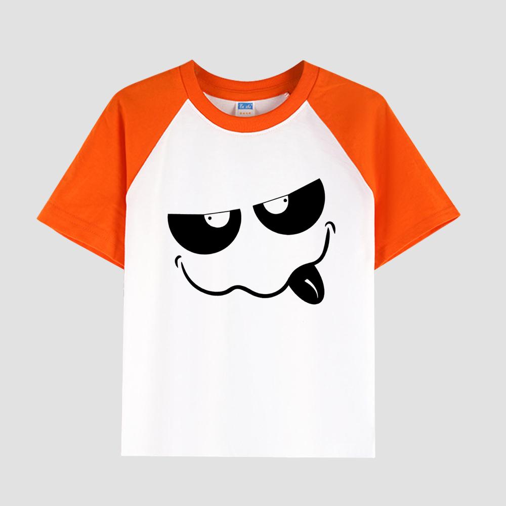 

Детская футболка с принтом и заниженной линией плеч, хлопковая ткань, повседневный модный топ с коротким рукавом для мальчиков на лето 150cm