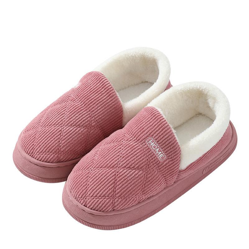 New autumn and winter thick-soled warm cotton slippers home indoor non-slip plush couple confinement cotton shoes outside