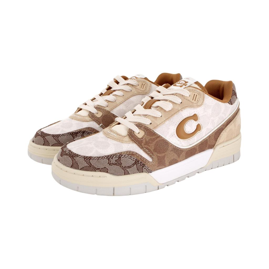 Coach Sneakers da uomo Soho in tessuto di tela e pelle sintetica con logo jacquard, punta tonda, allacciatura, modello basso, colore marrone CCN55-L38