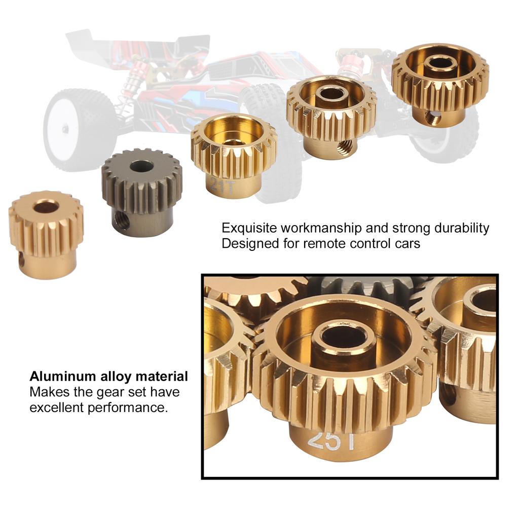 5PCS 7075 Aluminum Alloy 48P Pinion Gear Set Motor Gears Kit for 1/10 RC Car (17T?25T)