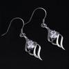 White Gold Plated Amethyst Angel Wing Dangle Earrings with Zircon