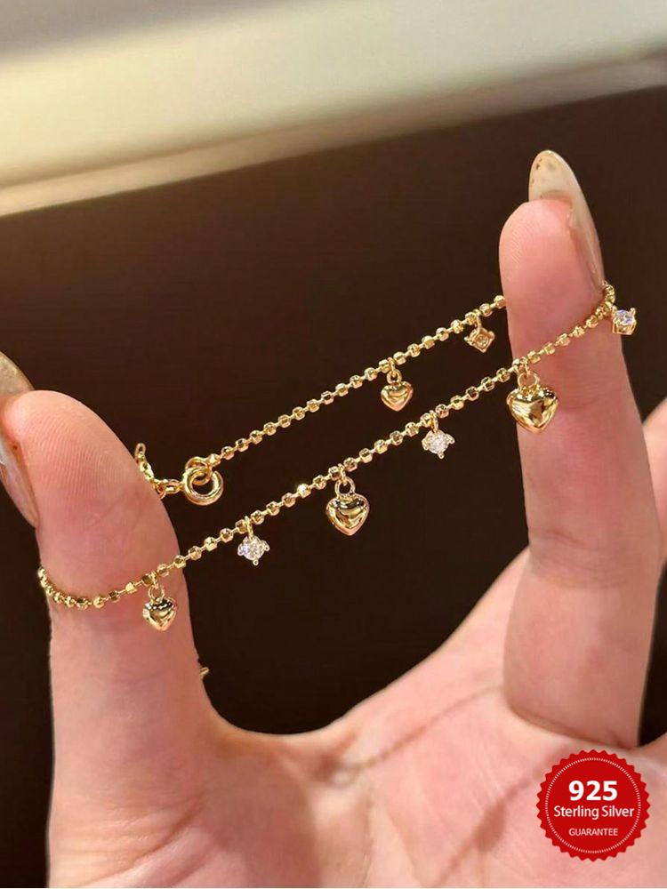 925 Sterling Silver Gorgeous Romantic Love Heart Zircon Bracelet For Women Engagement Wedding High Quality Fine Jewelry