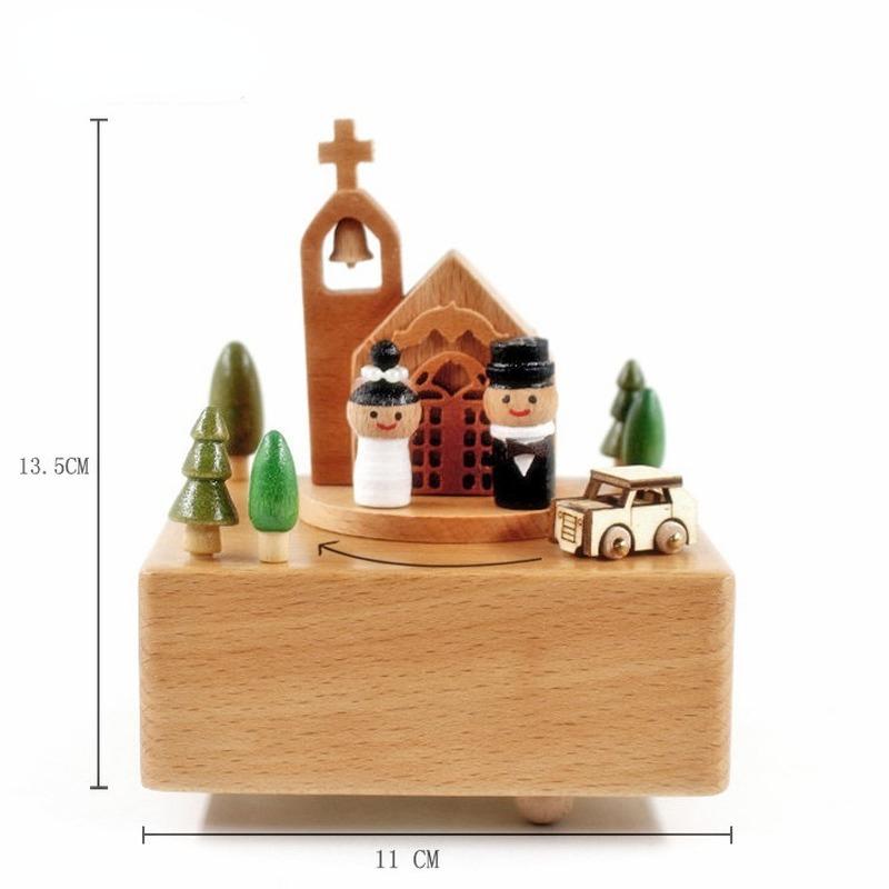 Neuheit Persönlichkeit Holz Spieluhr Heimdekoration Handwerk Karussell Kindergeburtstag Freundin Valentinstag Geschenk 11x15cm