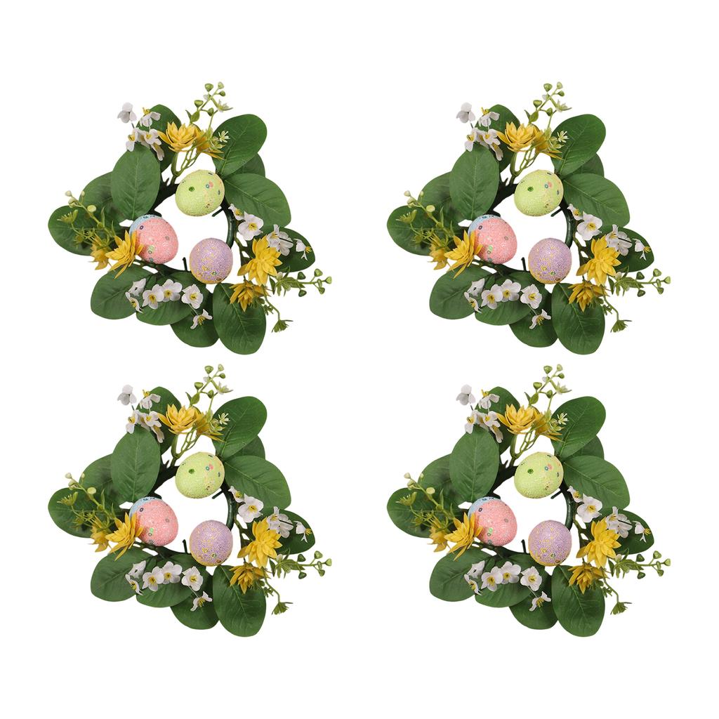 3D 20cm Easter Party Artificial Flower Desktop Decoration Candlestick Candle Wreath Arrangement Easter Egg Wreath
