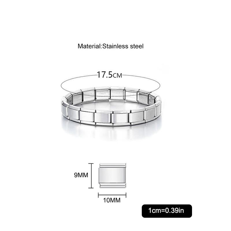 Trendy Italian Links Bracelet 18 Beads Stainless Steel Bangle 9Mm Width Elastic Charm Bracelet Making Diy Jewelry