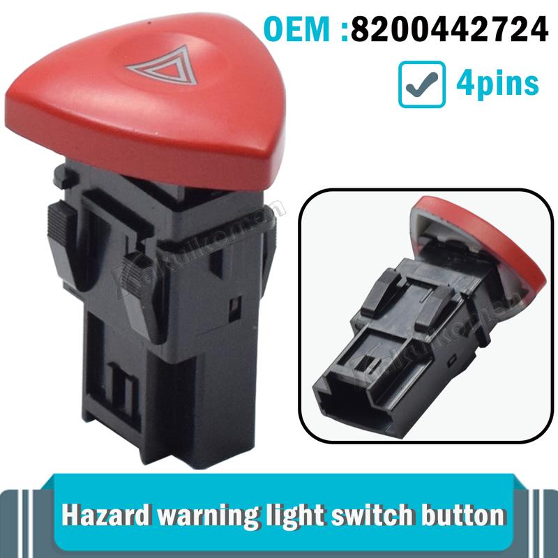 HAZARD WARNING FLASHER LAMP SWITCH Button for OPEL Renault Trafic Espace Laguna /Vauxhall/Clio 2 8200442724 93856337 8200002441