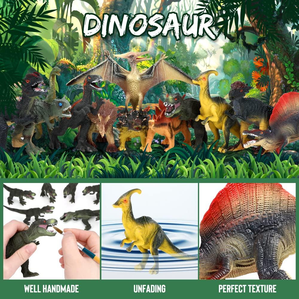 FRUSE Dinosaur Toy 12 Dinosaur Figures and Includes storage box and realistic animal Perfect for and Great birthday Set - T-Rex, Velociraptor, more!