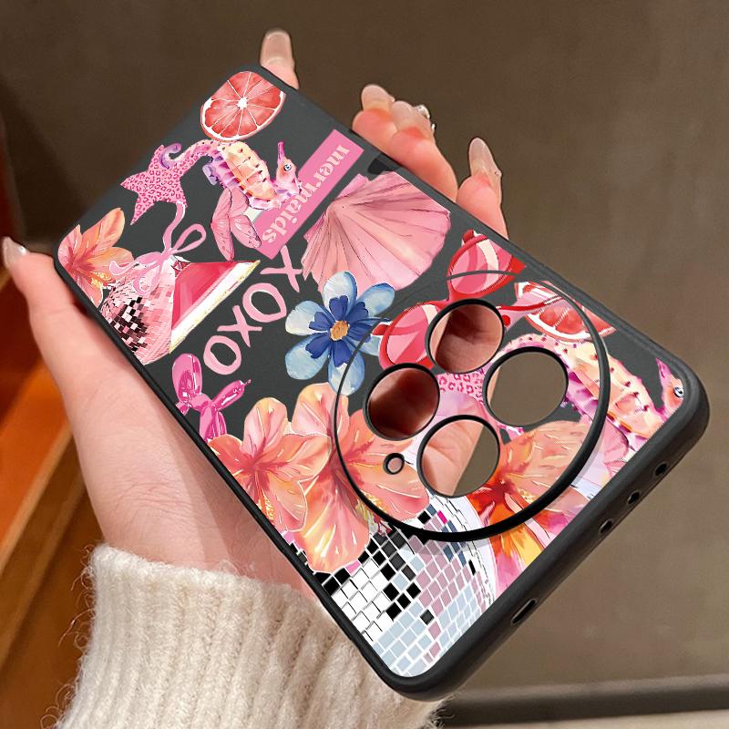 Pink Cartoon Pattern Floral Case For OnePlus 15 13 13T 12 Soft TPU Silicone Cover For Oneplus Nord 5 13R 12R 11R 5G