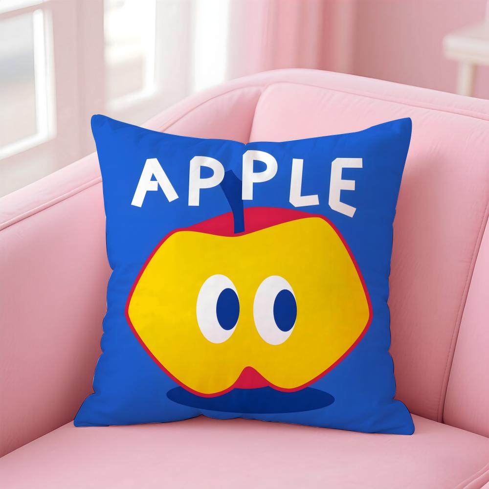 Cute Anime Fruit Illustration Cushion Cover Pillow Case Soft Friendly Fabric Concealed Zipper