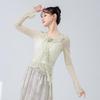 WEZHO Classical & Modern Dance Flare Long Sleeve Mesh Top