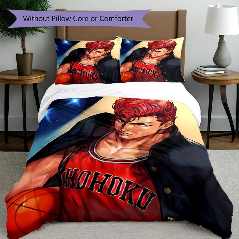 3pcs Duvet Cover Set (1*Duvet Cover + 2*Pillowcase, Without Core), SLAM DUNK Print Bedding Set, Bedroom Decor, All‑Season, Birthday Gift