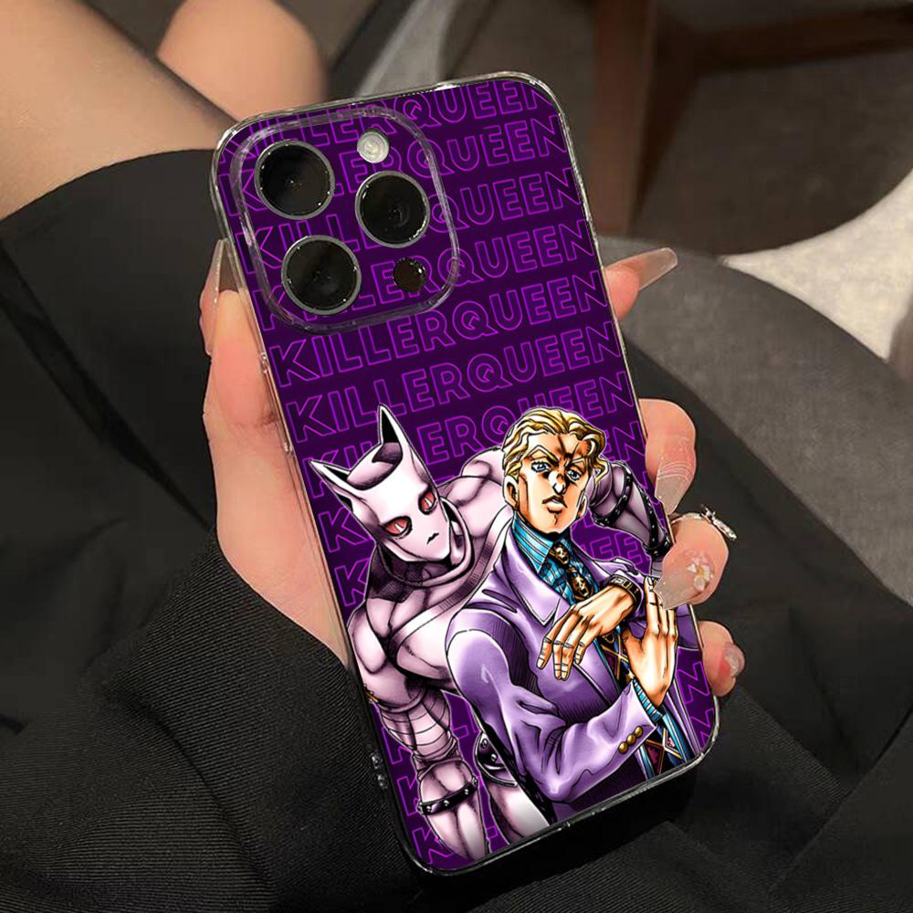 JoJo Adventure Killer Queen Phone Case For IPhone 15 Pro Max 16 Pro Max 14 13 11 12 Mini Xs X Xr 7 8 Plus Se Transparent Cover