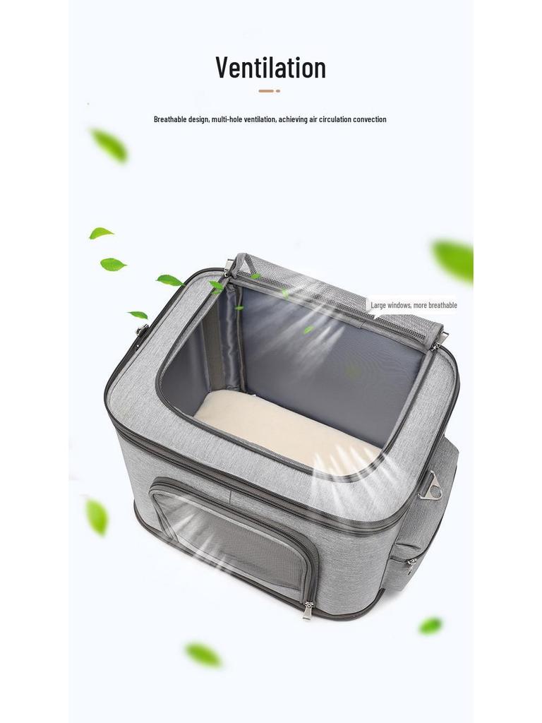 Double-Layer Portable Pet Backpack for Two Cats, Large Capacity, Breathable, Detachable & Foldable for Travel