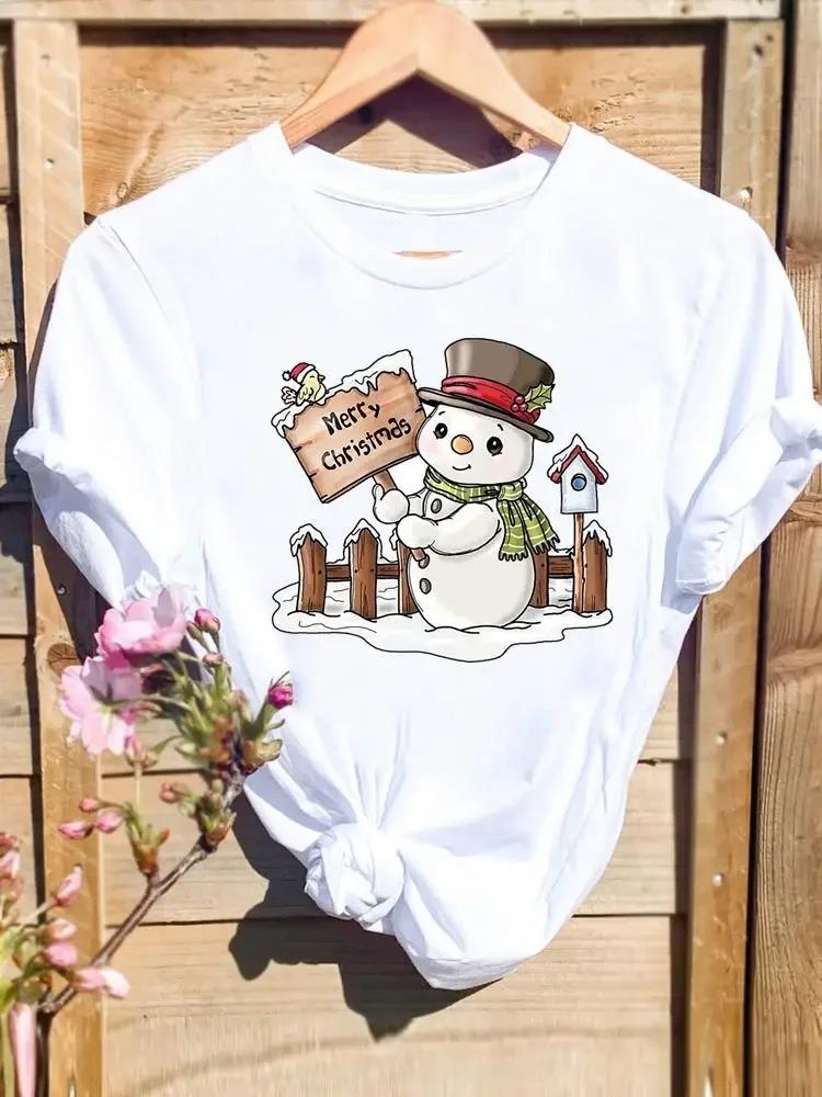 Christmas Cactus with Santa Hats and String Lights White TShirt with Colorful Flower Pot Details Unique Casual Top for Women