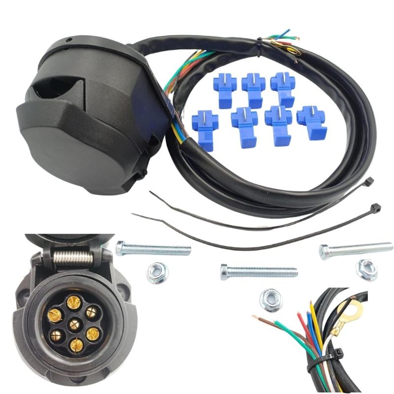 Multifunctional 7 Way Trailer Plug Connector for Secure and Efficient Wiring Harness Solution Easy Storage Outdoor Use