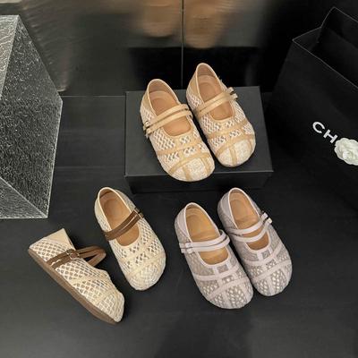 2025 Sommer neue Mesh atmungsaktive Mary Jane Schuhe Damen flacher Mund flacher Boden Innenhöhe erhöht bequeme Freizeitschuhe